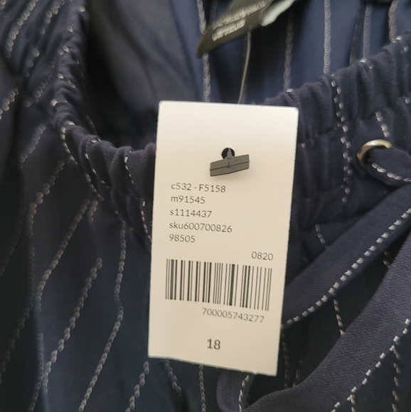 Lane Bryant Wide Leg Pinstripe Pants with Drawstring Waist - Picture 4 of 7